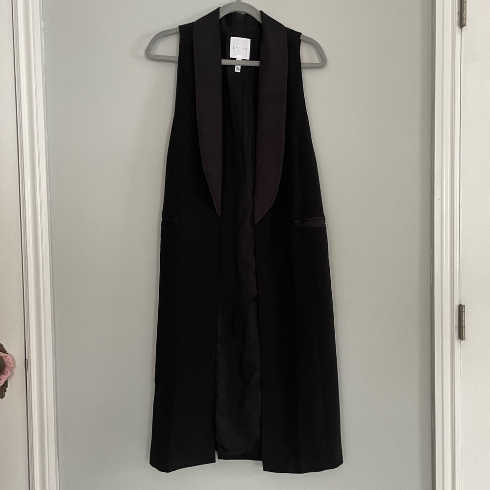 Leith Tuxedo Style Duster Vest Black Size Small